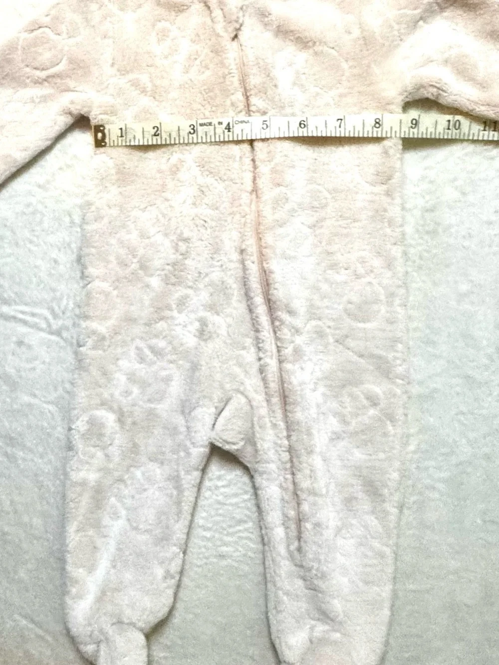 Disney Baby 3-6 month Plush Baby One-Piece Footed Romper in Light Cream